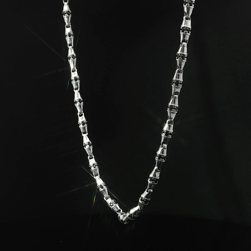 Faceted Link Silver Chain