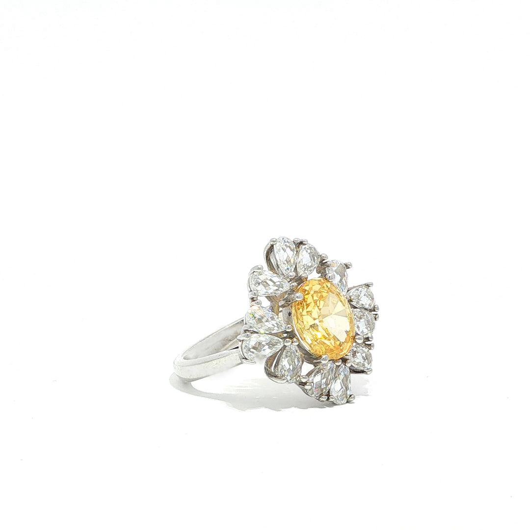 Yellow Stone Flower Ring