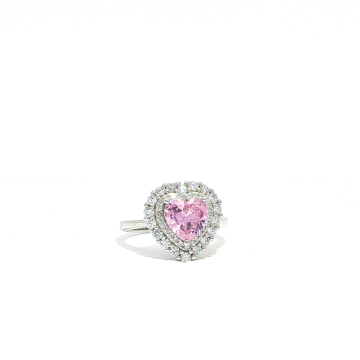 Pink Stone-Set Heart Ring