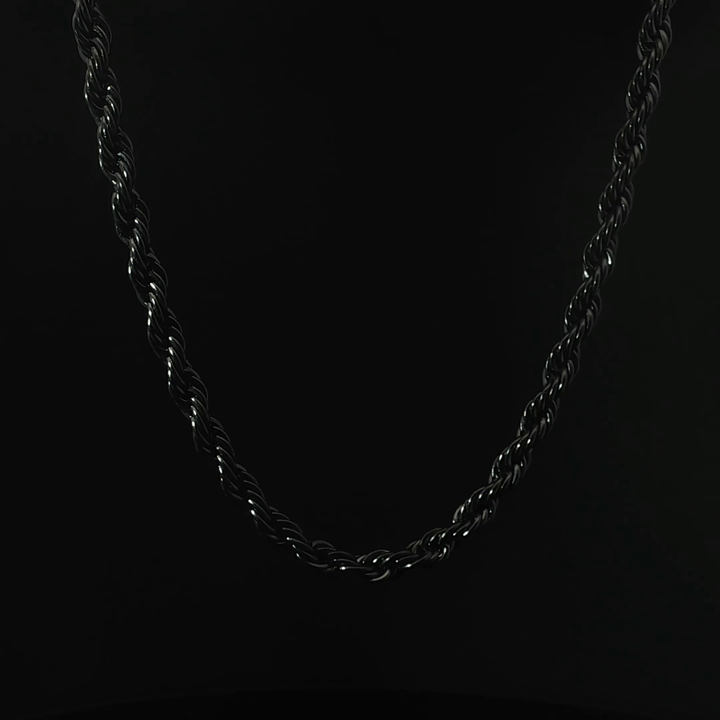 Thick Blackened Rope Necklace