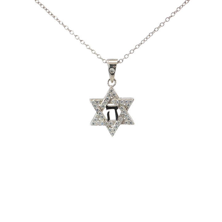 Stone-Set Star of David Hei Necklace