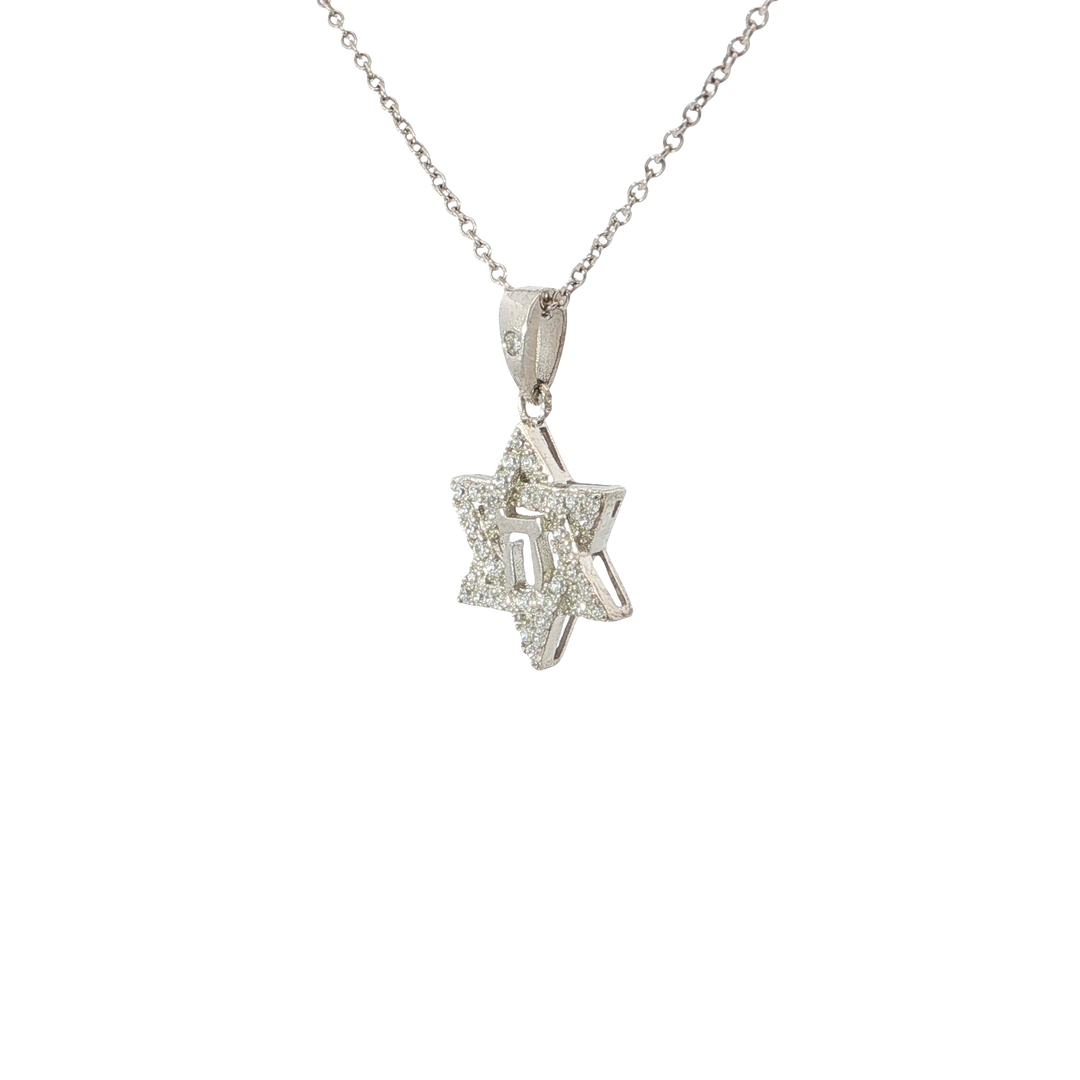 Stone-Set Star of David Hei Necklace