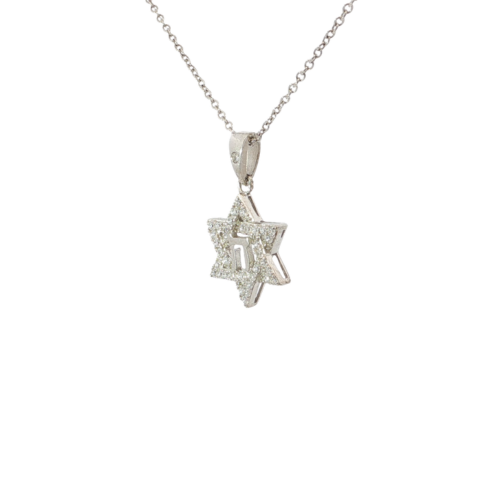 Stone-Set Star of David Hei Necklace