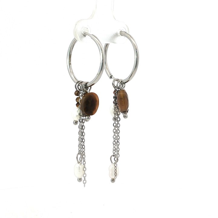 Brown Stone Chain Earrings