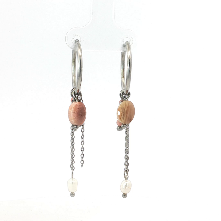 Rose Stone Chain Earrings