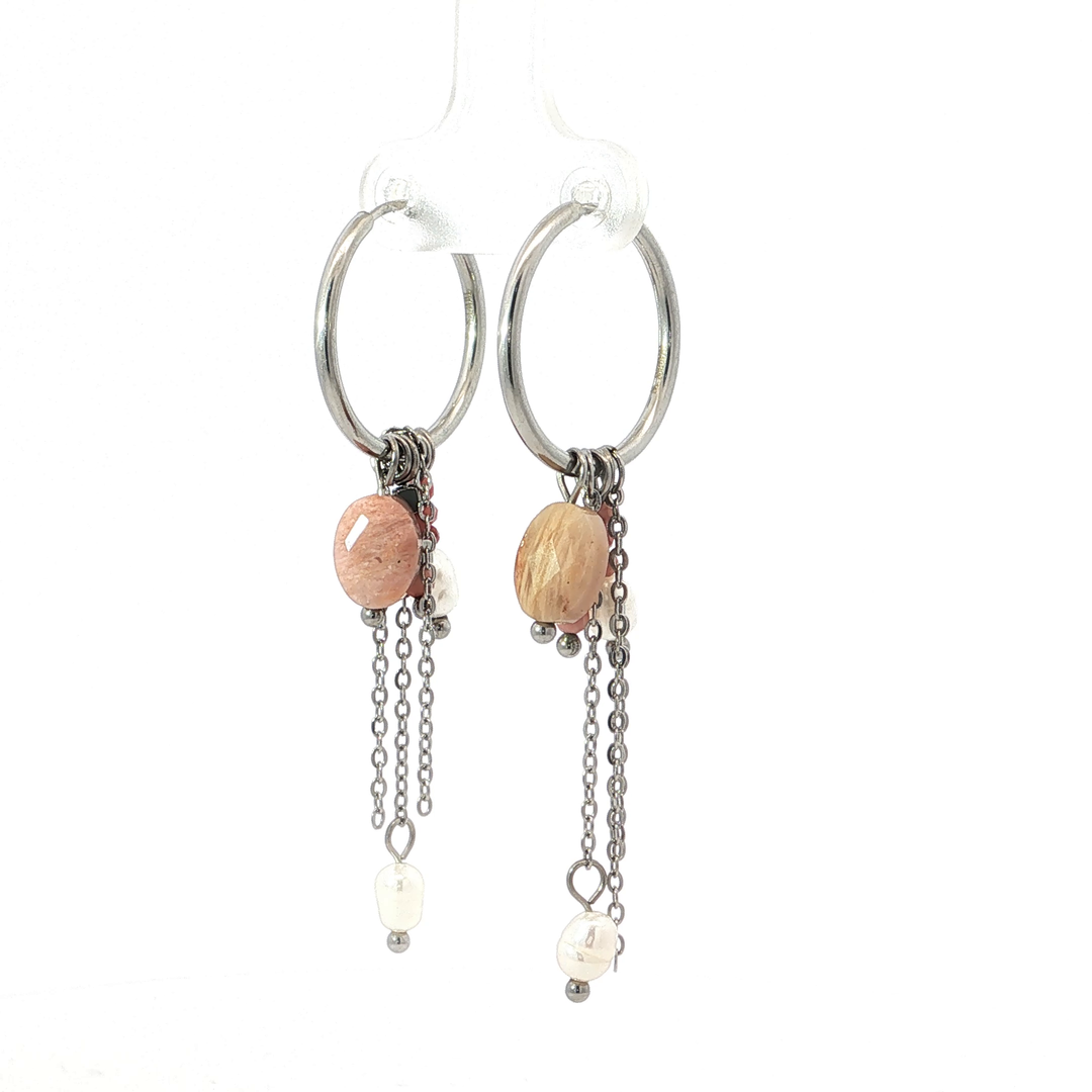 Rose Stone Chain Earrings