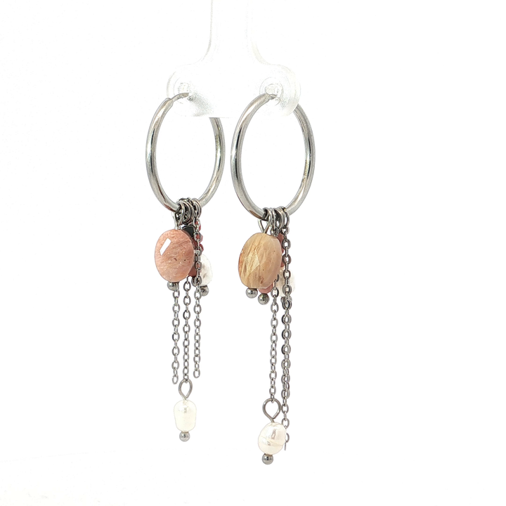 Rose Stone Chain Earrings