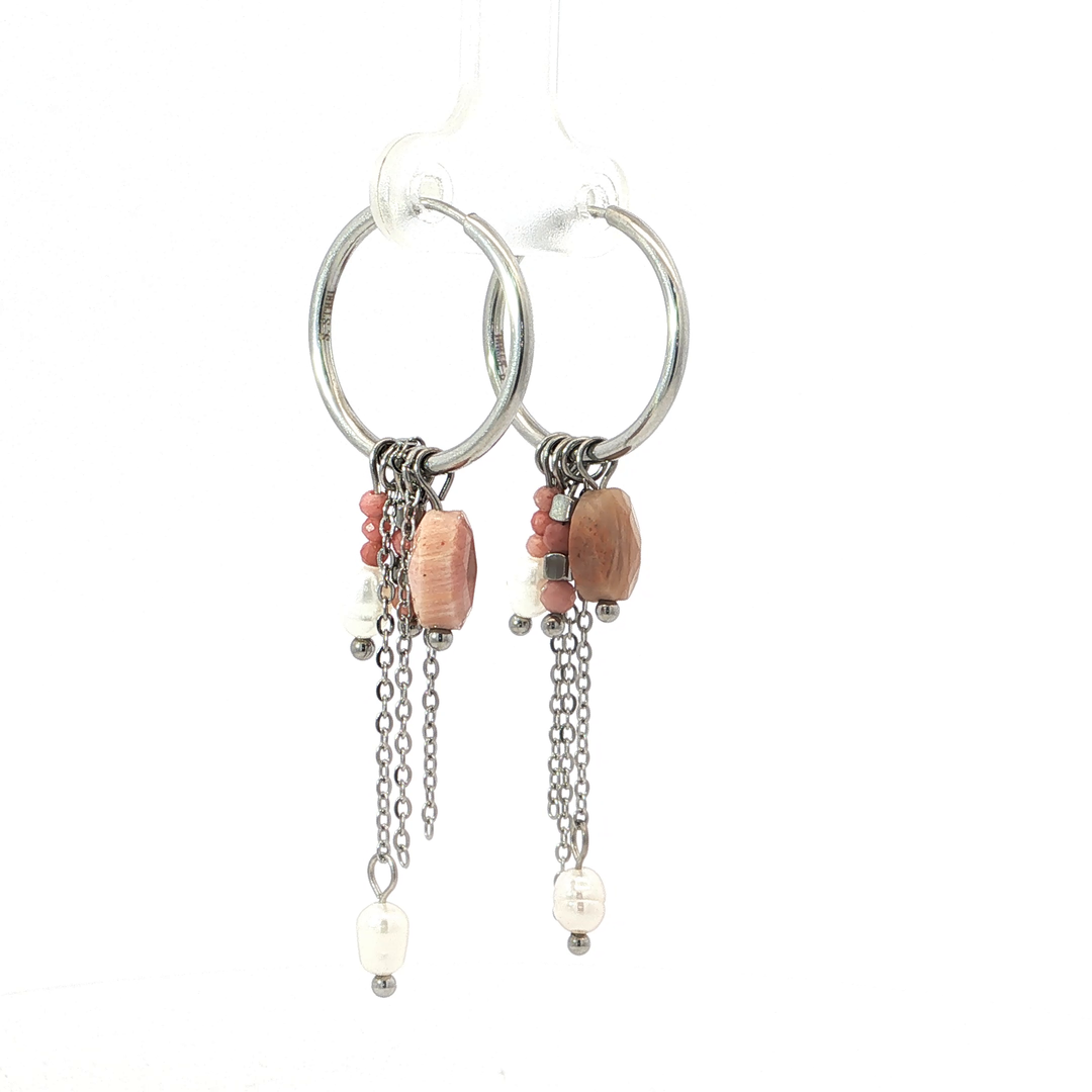 Rose Stone Chain Earrings