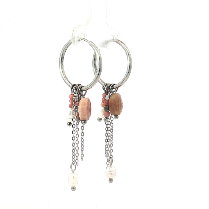 Rose Stone Chain Earrings