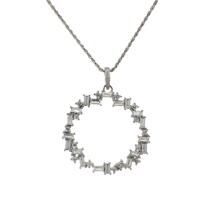 Round Baguette Stone-Set Necklace