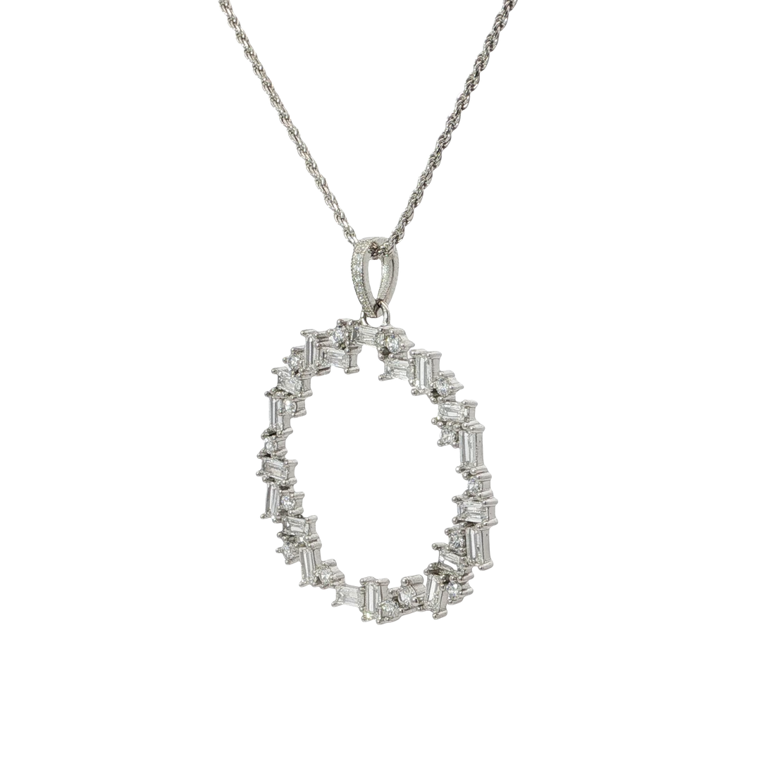 Round Baguette Stone-Set Necklace