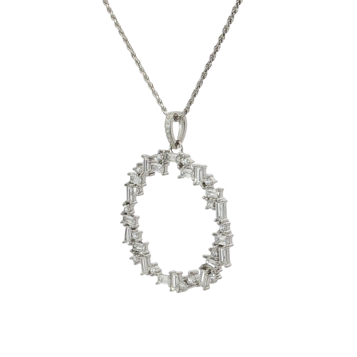 Round Baguette Stone-Set Necklace