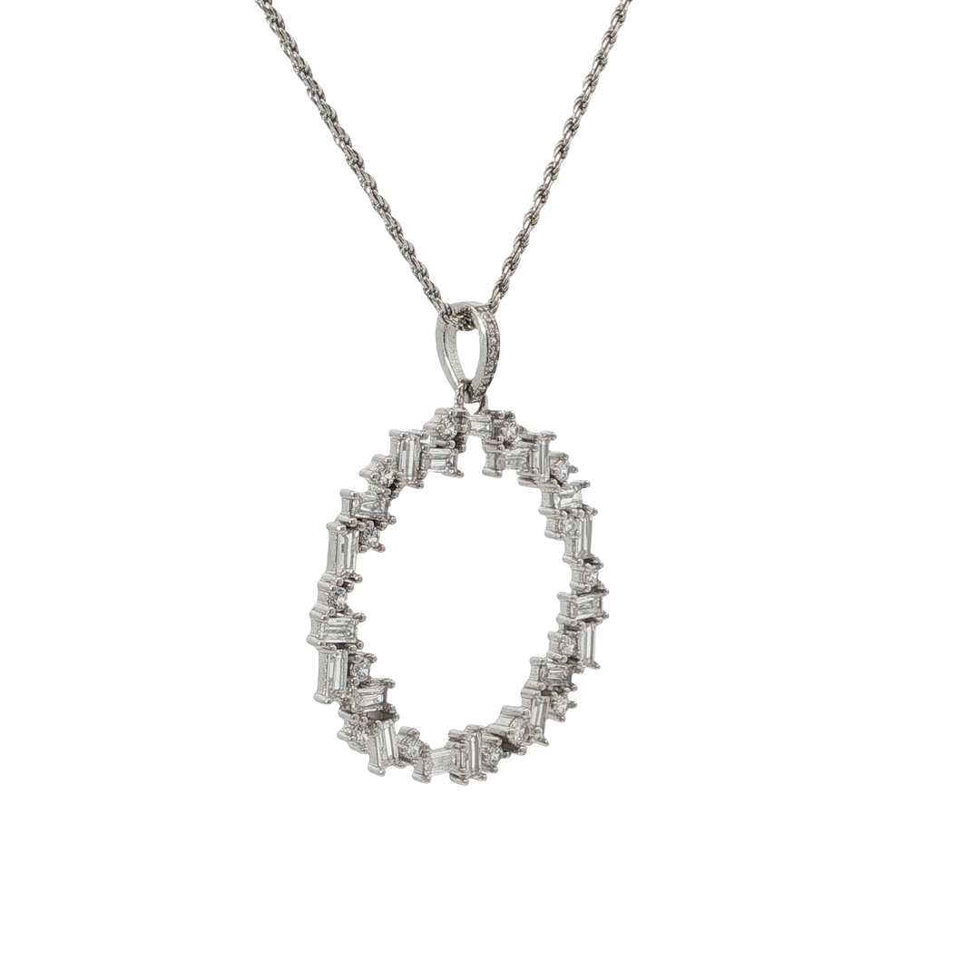 Round Baguette Stone-Set Necklace