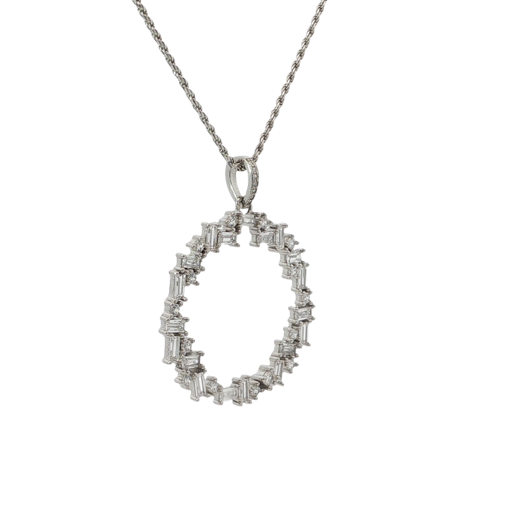 Round Baguette Stone-Set Necklace